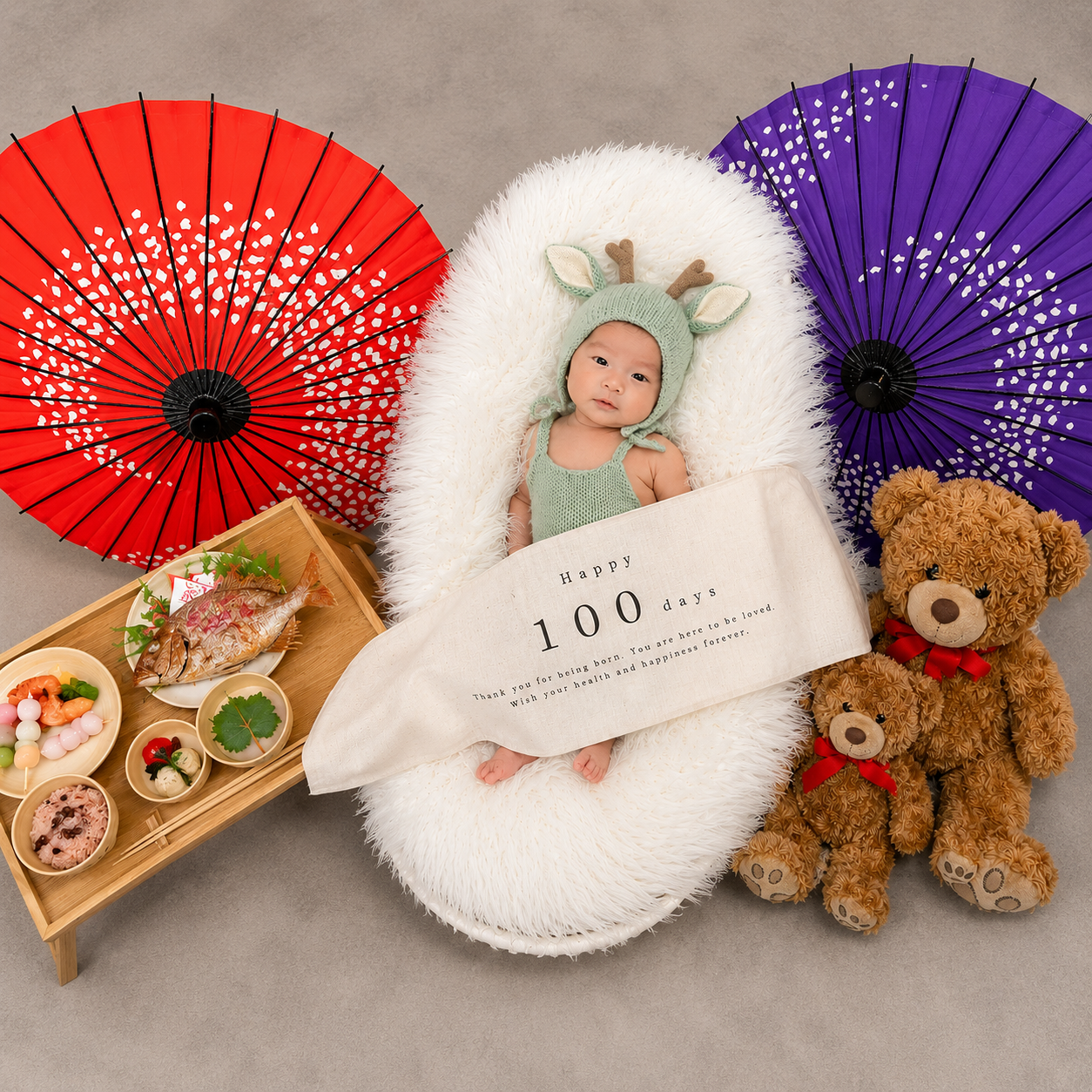 100日祝いセット_クマぬいぐるみ